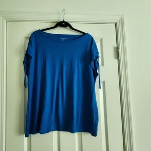 Talbots Blue Relaxed Tie Front T-Shirt